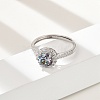 Rhodium Plated 925 Sterling Silver Moissanite Adjustable Rings for Women RJEW-U038-13P-02-3