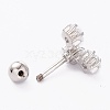 Brass Micro Pave Clear Cubic Zirconia Barbell Cartilage Earrings AJEW-P017-15P-2