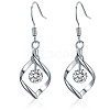 Rhombus Brass Micro Pave Clear Cubic Zirconia Dangle Earrings for Women NS0034-1