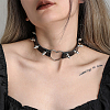 Adjustable Adjustable Gothic PU Leather Alloy Spike Rivet Heart Choker Necklaces for Women NJEW-WH20816-006P-B-6