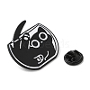 Black Cat with Bowl Alloy Enamel Brooch JEWB-E022-04EB-02-3