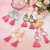 ANATTASOUL 3 Pairs 3 Colors Alloy Flamingo Chandelier Earrings EJEW-AN0004-43-7