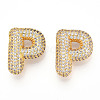 Brass Micro Pave Cubic Zirconia Pendants KK-N254-06G-P-1