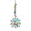 Glass Flower Hanging Suncatchers HJEW-C009-01A-1