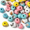 50Pcs 10 Colors Wood European Beads WOOD-FS0001-26-3