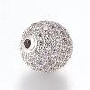 Brass Micro Pave Cubic Zirconia Beads ZIRC-E134-12mm-04P-2