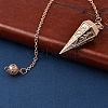 Rack Plating Brass Cone Dowsing Pendulum Pendants AJEW-G064-01RG-3