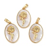 Rack Plating Brass Pave Shell Oval Pendants KK-U032-92G-09-1