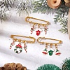 3Pcs 3 Styles Christmas Theme Iron Safety Pin Brooch JEWB-BR00178-2