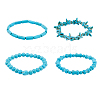 FIBLOOM 4Pcs 4 Style Synthetic Turquoise Beaded Stretch Bracelets Set BJEW-FI0001-82-1