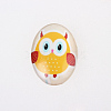 Cartoon Owl Printed Glass Oval Cabochons X-GGLA-N003-20x30-B13-1