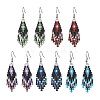 Natural & Synthetic Gemstone Rhombus Dangle Earrings EJEW-MZ00632-2