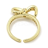 Bowknot Brass Micro Pave Cubic Zirconia Open Cuff Ring for Women RJEW-E296-03G-3