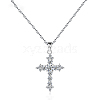 Elegant 925 Sterling Silver Clear Cubic Zirconia Cross Pendant Rope Chain Necklaces TW9647-1