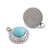 Synthetic Turquoise Half Round Charms STAS-L022-399P-07-2