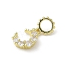 Brass Micro Pave Clear Cubic Zirconia Crescent Moon European Dangle Charms KK-A236-20G-2