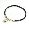 PU Leather Braided Charm Bracelets BJEW-JB00785-09-2