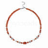 Gemstone & Natural Pearl Beaded Necklace with 304 Stainless Steel Clasp for Women NJEW-F302-04-2