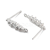 Brass Clear Cubic Zirconia Stud Earring Findings KK-A238-02C-P-2