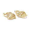 Brass Micro Pave Clear Cubic Zirconia Double Heart Links Connector Charms KK-M287-01G-2