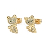 Brass Micro Pave Clear Cubic Zirconia Stud Earrings for Women EJEW-U030-03G-02-1