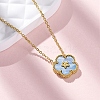 304 Stainless Steel Pave Natural Cornflower Blue Shell Flower Pendant Necklaces for Women NJEW-U032-16G-02-3