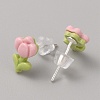 Flower Porcelain Stud Earrings EJEW-TAC0001-06C-2
