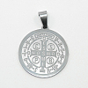 Non-Tarnish Trendy Necklace Findings Flat Round with San Benito 304 Stainless Steel Pendants STAS-L012-A07P-2