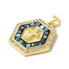 Brass Micro Pave Clear Cubic Zirconia Pendants KK-K385-033G-3