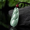 Natural Jadeite Carved Kidney Bean Pendant Necklaces NJEW-F321-06-1