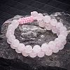 Natural  Rose Quartz Braided Bead Bracelet BJEW-SW00001-08-4