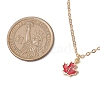 Brass Red Enamel Maple Leaf Pendant Cable Chain Necklaces for Women NJEW-JN05080-3