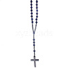 Natural Lapis Lazuli Rosary Bead Necklace WG81562-02-1