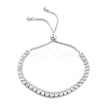 Brass Pave Clear Cubic Zirconia Teardrop Box Chain Slider Bracelets BJEW-B094-07P-1