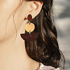 Coconut Brown Wood Stud Earring Findings EJEW-CJC0001-12-5