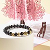 Natural Lava Rock & Synthetic Black Stone & Non-magnetic Hematite Round Beads Energy Stretch Bracelets Set BJEW-JB06971-3