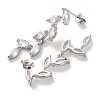 Leaf Brass Micro Pave Clear Cubic Zirconia Dangle Stud Earrings EJEW-F348-02P-2