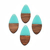 Transparent Resin & Walnut Wood Pendants RESI-N025-032-C04-2