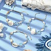 3Pcs Natural Shell & Quartz & Aquamarine Braided Bead Bracelets for Women BJEW-TA00576-2