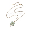 Natural Green Aventurine Shamrock Pendant Shamrock Necklaces NJEW-JN05102-01-4