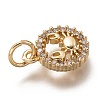 Brass Micro Pave Clear Cubic Zirconia Charms ZIRC-C020-64G-3