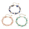 3Pcs Natural Green Aventurine & Sunstone & Lapis Lazuli Chip Beaded Bracelets for Women BJEW-JB12301-2