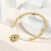 Brass Micro Pave Cubic Zirconia Charm Bracelets for Women BJEW-M050-02G-01-2