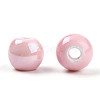 Pearlized Handmade Porcelain Round Beads PORC-S489-6mm-16-1