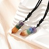 Chakra Double Terminal Pointed Bullet Shaped Stone Pendant Necklaces NJEW-Z060-01-1