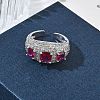 Brass Micro Pave Cubic Zirconia Cuff Open Rings for Women RJEW-L343-13P-06-2