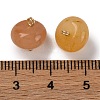 Natural Topaz Jade Saucer Charms with Rack Plating Golden Tone Brass Bails KK-B103-17B-09-3