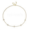 Cubic Zirconia Classic Tennis Necklace with Flower Links NJEW-N048-01G-1