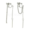 Rertangle Alloy Chain Tassel Cuff Earrings for Women Men EJEW-C093-02P-1