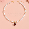 Sweet French Style Cubic Zirconia Imitaion Pearl Necklace for Women YS3712-1-1